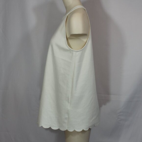 Anthropologie Eri & Ali Scalloped Top Eri + Ali white top ivory size Large - Picture 3 of 8
